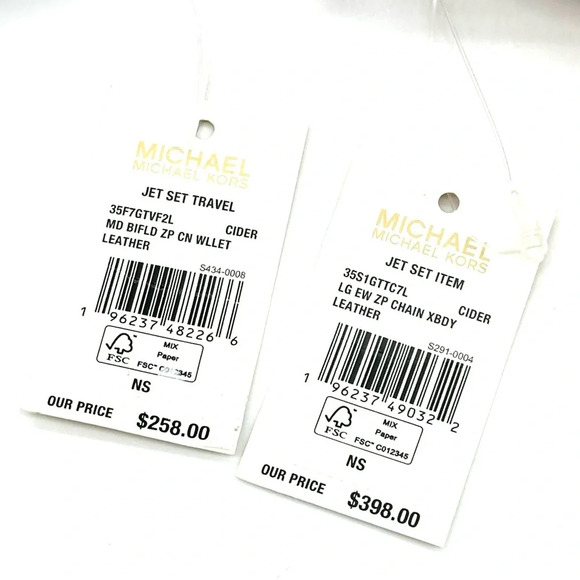 Michael Kors Large EW Crossbody Bag Cider & Medium Bifold Zip Chain Wallet Cider - Picture 14 of 14